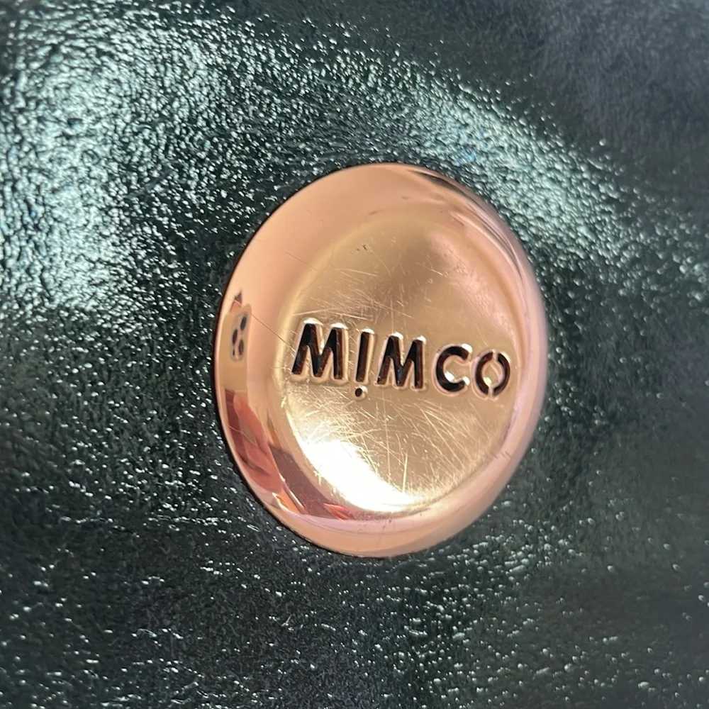 Mimco Australia Lovely Medium Pouch in Black Rosegold, Leather Outer, 8